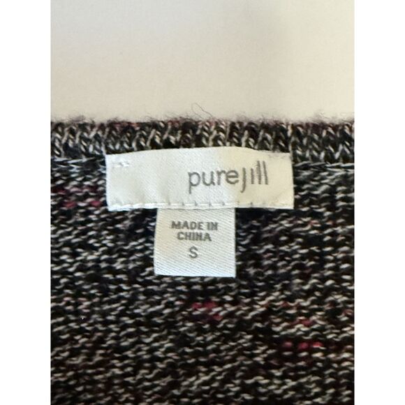Pure J Jill Marled Asymmetrical Hem Sweater Small Black Red White Wool Cashmere - Picture 6 of 16